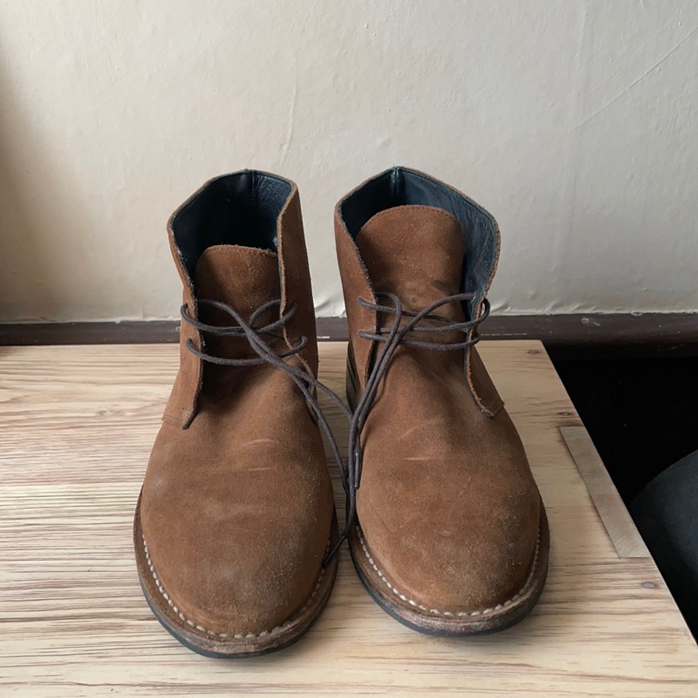 Brown suede leather Thursday boots